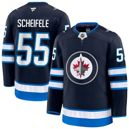 Men's Winnipeg Jets #55 Mark Scheifele Navy Home Premium Jersey