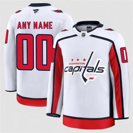 Men's Washington Capitals Custom White 2024-25 Away Stitched Hockey Premium Jersey