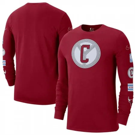 Men's Chicago Bulls Red 2022/23 City Edition Essential Expressive Long Sleeve T-Shirt A6P4