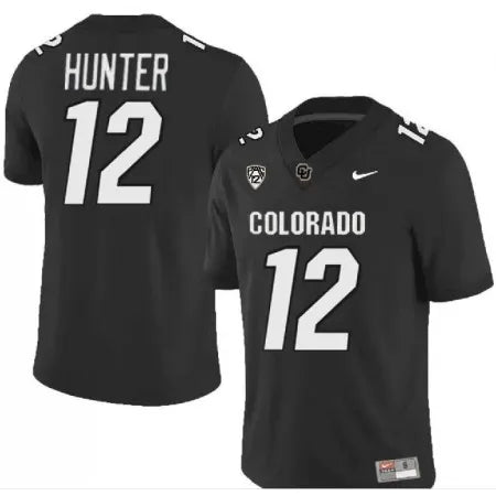 Men's Colorado Buffaloes #12 Travis Hunter Black With PAC-12 Patch Stitched Football Jersey VNMR