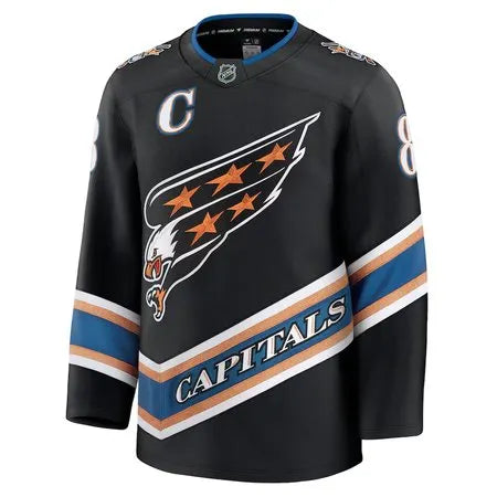 Men's Washington Capitals #8 Alexander Ovechkin Black Alternate 50th Anniversary Premium Jersey
