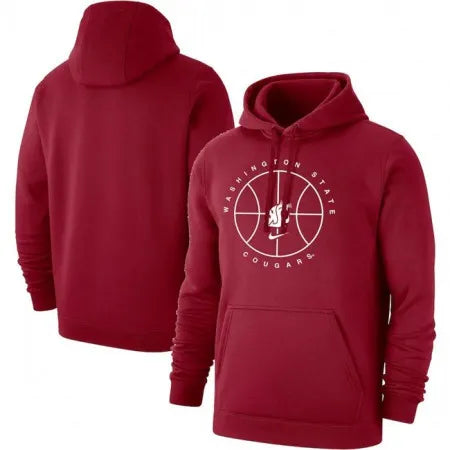 Men's Washington State Cougars Red Basketball Icon Club Fleece Pullover Hoodie