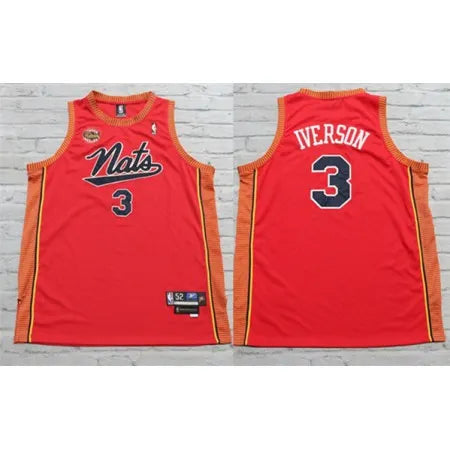 Men's Syracuse Orange #3 Allen Iverson Red Stitched Basketball Jersey