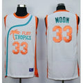 Flint Tropics #33 Jackie Moon White Semi-Pro Movie Stitched Basketball Jersey