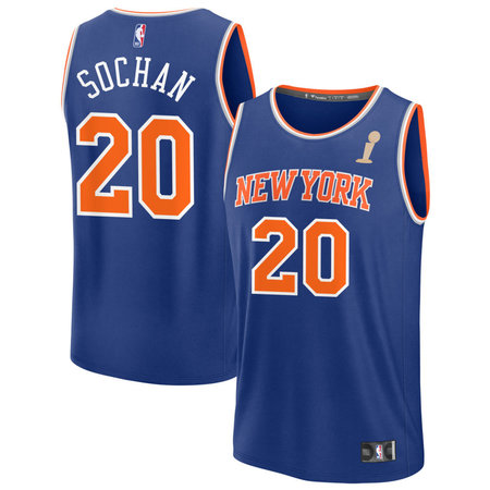 Youth New York Knicks #20 Jeremy Sochan Blue 2026 NBA Finals Champions Fast Break Icon Edition Jersey