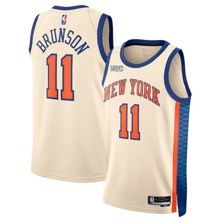 Men's New York Knicks #11 Jalen Brunson Nike Cream 2025/26 Swingman City Edition Jersey