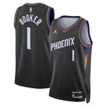 Men's Phoenix Suns #1 Devin Booker Fox Black 2025/26 Statement Edition Jersey