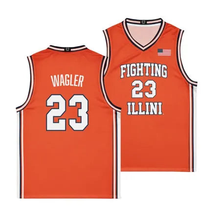 Men's Illinois Fighting Illini #23 Keaton Wagler Orange Stitched Basketball Jersey