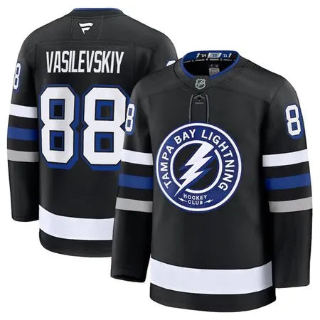 Men's Tampa Bay Lightning #88 Andrei Vasilevskiy Black 2024-25 Alternate Stitched Hockey Premium Jersey