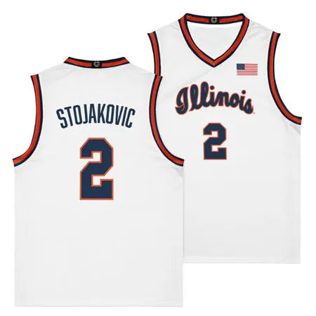 Men's Illinois Fighting Illini #2 Andrej Stojakovic White Stitched Basketball Jersey