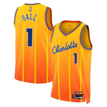 Men's Charlotte Hornets #1 LaMelo Ball Gold
2025/26 City Edition Swingman Jersey