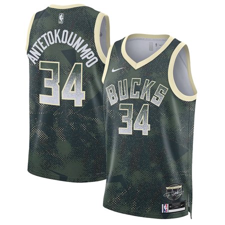 Men's Milwaukee Bucks #34 Giannis Antetokounmpo Green 2025/26 Select Series Jersey