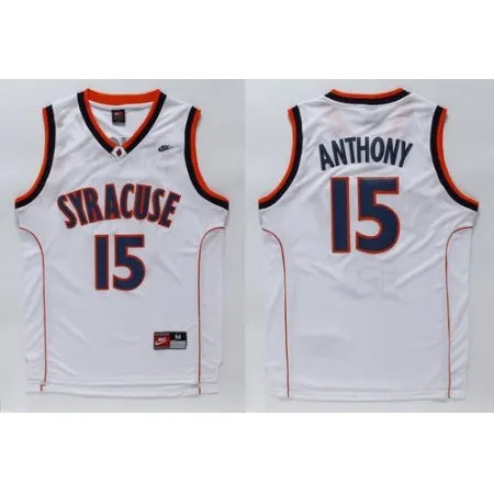 Orange #15 Carmelo Anthnoy White Basketball Stitched NCAA Jersey