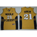 Demon Deacons #21 Tim Duncan Gold Basketball Stitched NCAA Jersey