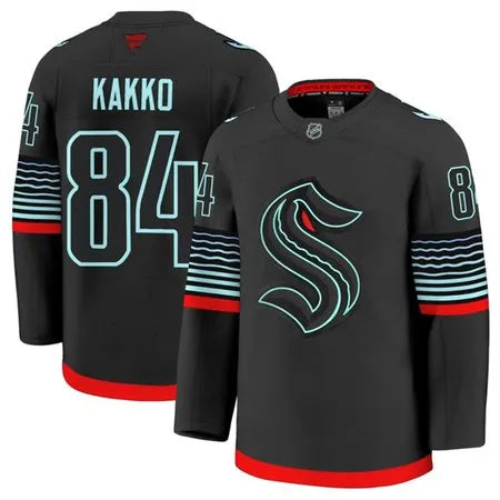 Men's Seattle Kraken #84 Kaapo Kakko Black Alternate Stitched Hockey Premium Jersey